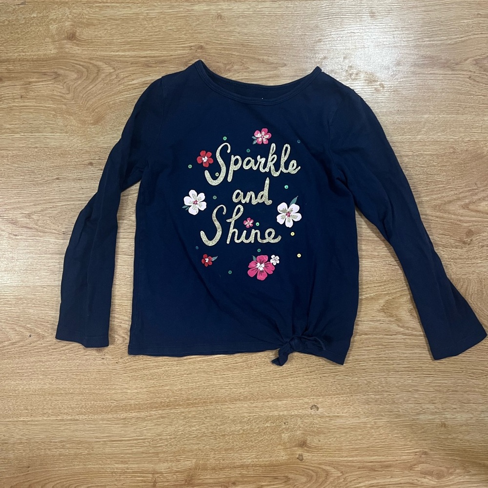 Carter's Navy Long Sleeve Tee with Floral Accents